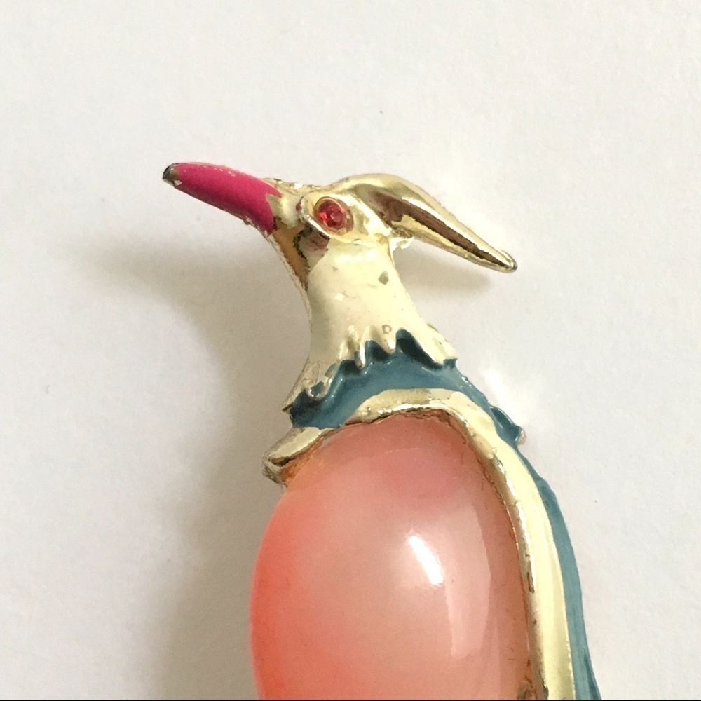 Vintage Jelly Belly Bird Brooch Pink Enamel Pink - Picture 4 of 9